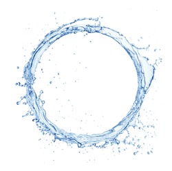 circle made of water splashes isolated on white background