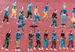 Colored glass mosaic at Wat Xieng Thong Buddhist Complex, Luang Prabang Laos