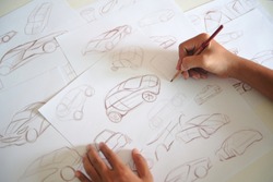 Graphic designer Work drawing sketch design developement Prototype car Automotive industrial creative visual concept