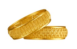 Indian design gold bangle isolated on white background