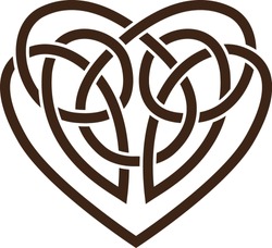 Stencil. Vector icon: Celtic knot with heart shape.