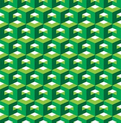 Abstract 3d geometric seamless pattern. Vector illustration. Green cubic template.