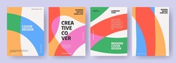 Creative covers, layouts or posters concept in modern minimal style for corporate identity, branding, social media advertising, promo. Modern cover design template with colorful dynamic overlay lines