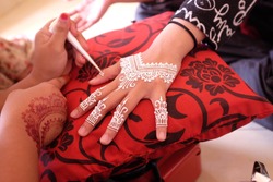 Malay Wedding Drawing White Henna On Hand