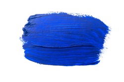 dark blue stroke of the paint brush on white paper