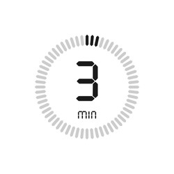 The 3 minutes, stopwatch vector icon, digital timer. clock and watch, timer, countdown symbol.