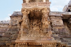 Beautifully carved Hira Bhagol or Gate, the eastern gate named after it's architect, Hiradhar, located in Dabhoi, Gujarat, India