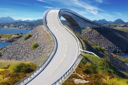Picturesque Norway sea landscape with bridge. Atlanterhavsvegen