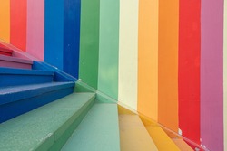 Colorful stairs and colorful wall background