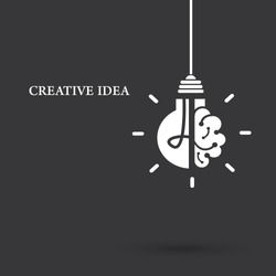 Creative idea Logo with a half of light bulb and brain isolated on white background. Symbol of creativity. EPS 10