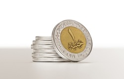 Egyptian Pounds Coins on White Background