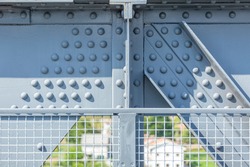 Detailed view of a metallic structure bridge, framework and truss...