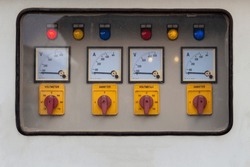 Electric control meter inside a safety glass cabinet