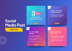 Social media post template with a cool topography design element and trendy gradient colors. Vol.1. Eps.10