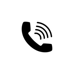 Phone call ringing icon   in solid black flat shape glyph icon, isolated on white background 