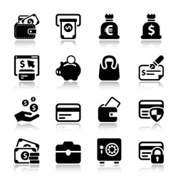 black money icons set, for business and finance. with reflex