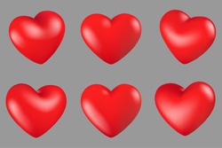 Vector Illustration, Red hearts different 6 rotation