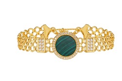 Green stone gold bracelet isolated on the white background with clipping path