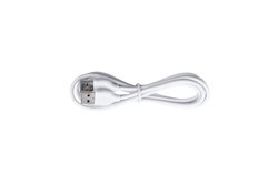 White usb cable, isolated on white background, computer peripherals connector or smartphone recharge supply