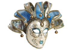 Isolated Blue Venetian mask on a white background