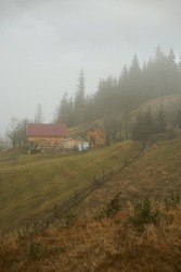 Big house is under construction at Carpathian mountains 