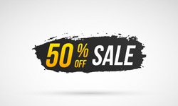 Big sale banner, best offer. Mega sale, creative flyer. Mega discount with painted trendy gradient brush strokes for advertising labels, stickers, banners, leaflets, badges, tags, posters. Vector.
