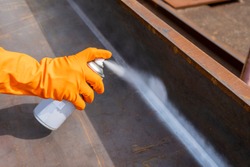 Step to use spray White Contrast on the welded surface before performing Non-Destructive Testing(NDT) with process Magnetic Particle Testing(MT).