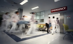 Blurry movement of nurses and doctors working in the hospital / soft focus and long speed shutter technique.New corona virus (novel Coronavirus 2019 disease,COVID-19,nCoV).