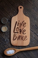 Wooden chopping board engraved by hand with a lovely design