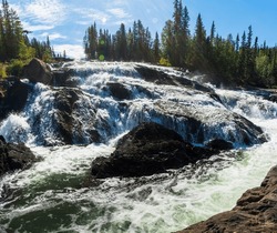 Cameron River Falls in Hidden Lake Territorial Park, Northwest Territories, NT Canada