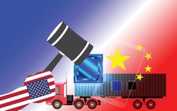 Trade war . United states of america Versus China . United States of America versus China trade war disputes concept.of global business Concept. vector illustration