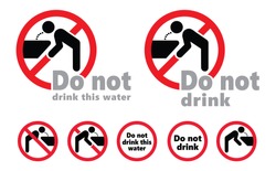 Stop do not drink this water Vector World water day save the water stop H20 tap taps faucet doodle no drinking drinkable prohibition forbid forbidden  drop drops fountain fount