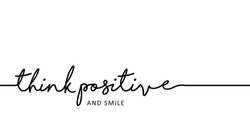 Slogan think positive and smile Happy vector quote for banner or card Thinking believe bigger or large and chill or relex, brain motivation, positive and inspiration message concept Fitness big ideas