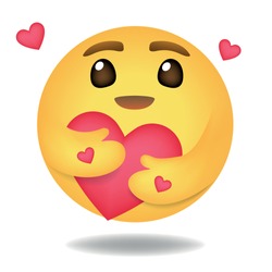 Emoji, Emoticon vector, Round Yellow cartoon hugging heart love design for use in chat, email, massage and comment.