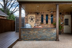 Modern outdoor kitchen that has been freshly built