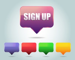 Vector Glossy Sign Up Icon/Button and multicolored