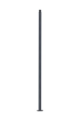 black iron street and garden lamp post on isolated white background, front view. iron pole.
