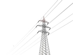 high voltage towers pylon on isolated white background