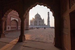 This photo was shot from Taj Mahal, India.It is an ivory-white marble mausoleum on the south bank of the Yamuna river in the Indian city of Agra. It was commissioned in 1632 by the Mughal emperor.