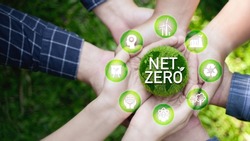 Net Zero and Carbon Neutral Concepts Net Zero Emissions Goals Weather neutral long-term strategy.