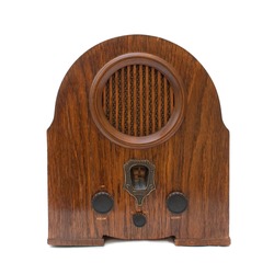 Vintage radio device over a white background