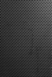 texture of a black PA speaker metal grill on a cabinet