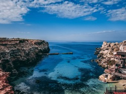 Landscape view of the Anchor Bay in Malta.