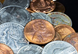 American cents close up photo. Macro coins.