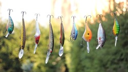 Fishing Lures. Set of wobblers of different colors and different purposes.