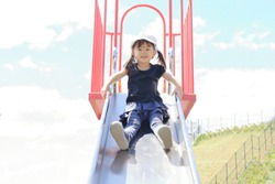 Japanese girl on the slide (3 years old)