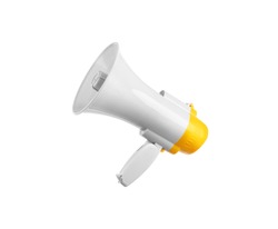Electronic megaphone on white background. Loud-speaking device