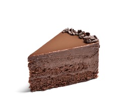 Delicious fresh chocolate cake isolated on white