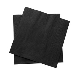 Black clean paper tissues on white background, top view