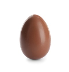 One sweet chocolate egg isolated on white